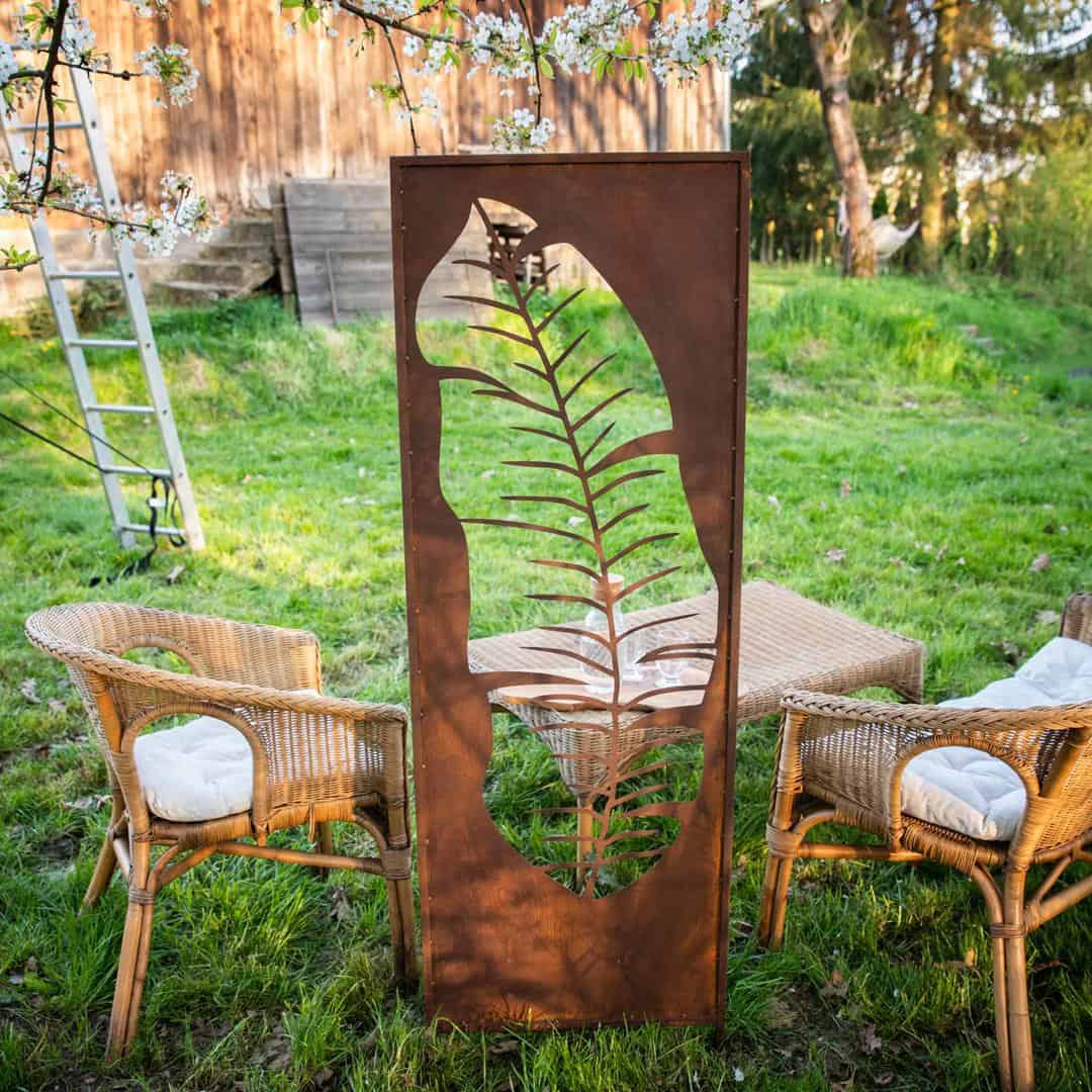 Rustykalny Panel Ogrodowy Liść Corten 160 cm - Dekoracyjne Ogrodzenie Metalowe - zdjęcie 3 - Kapaga