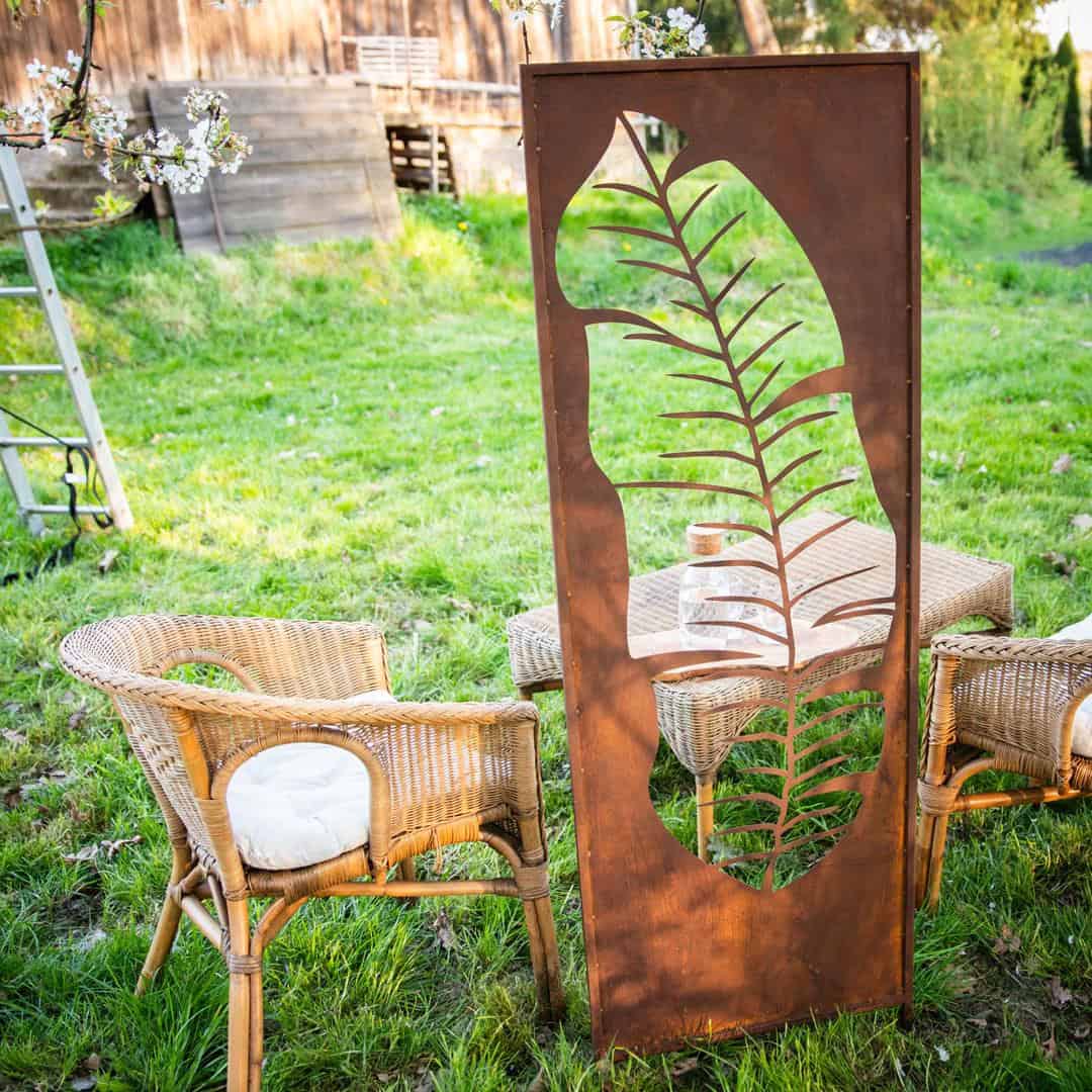Rustykalny Panel Ogrodowy Liść Corten 160 cm - Dekoracyjne Ogrodzenie Metalowe - zdjęcie 4 - Kapaga