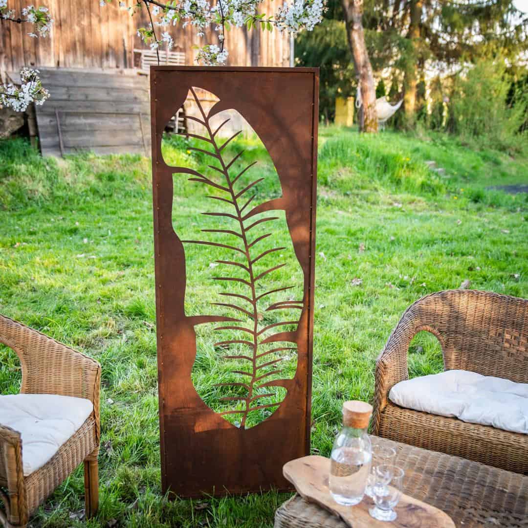Rustykalny Panel Ogrodowy Liść Corten 160 cm - Dekoracyjne Ogrodzenie Metalowe - zdjęcie 6 - Kapaga