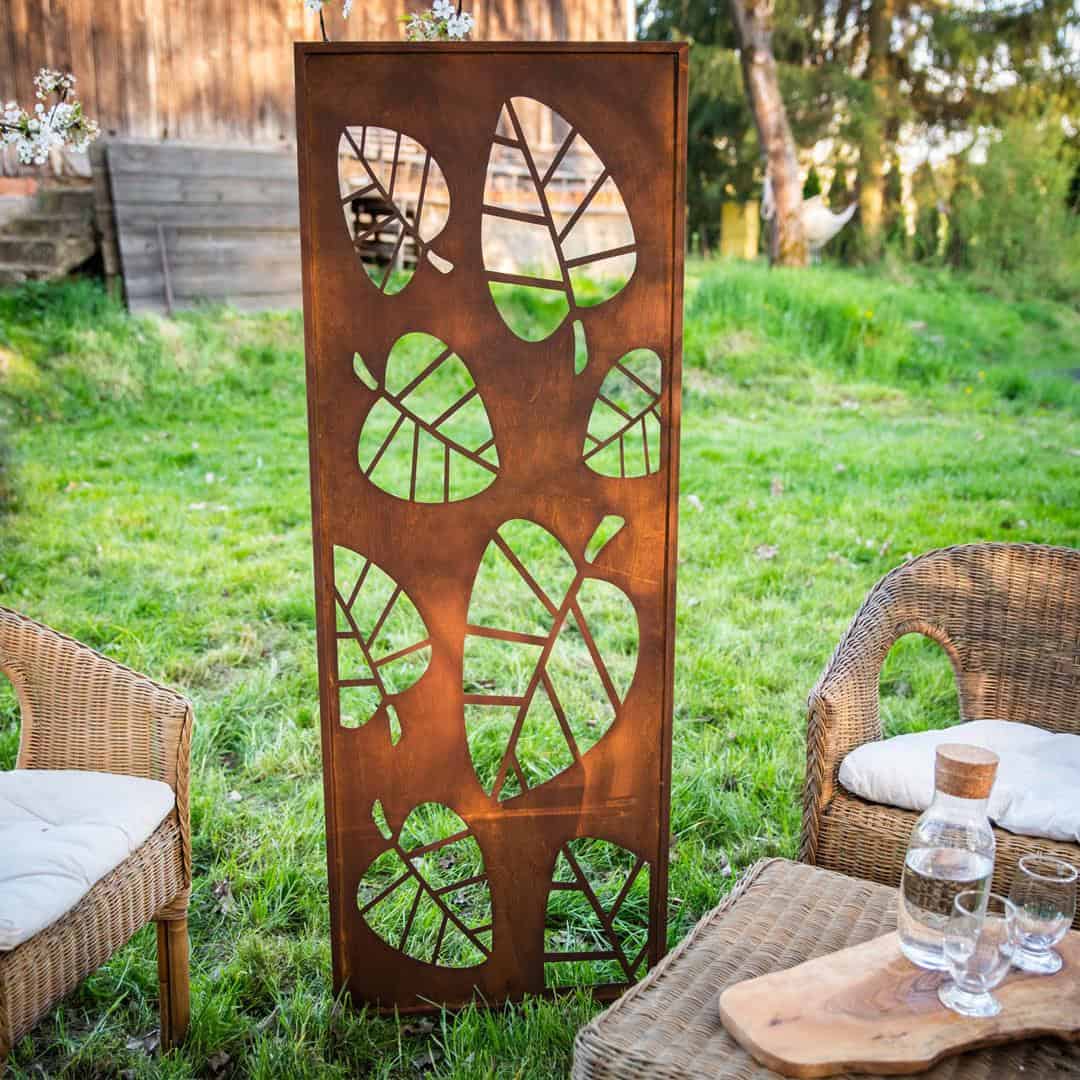 Ogrodzenie Metalowe Liście Corten 160 cm - Rustykalny Panel Ogrodowy Dekoracyjny - Kapaga
