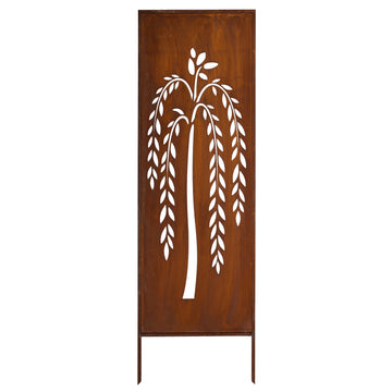 Panel ogrodowy Corten - Parawan z wierzbą płaczącą 160 x 50 cm