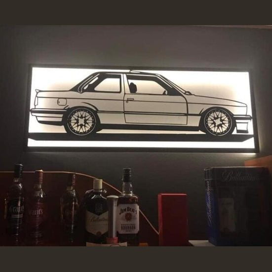 BMW E30 - Metalowy Panel Dekoracyjny na Ścianę - Kapaga