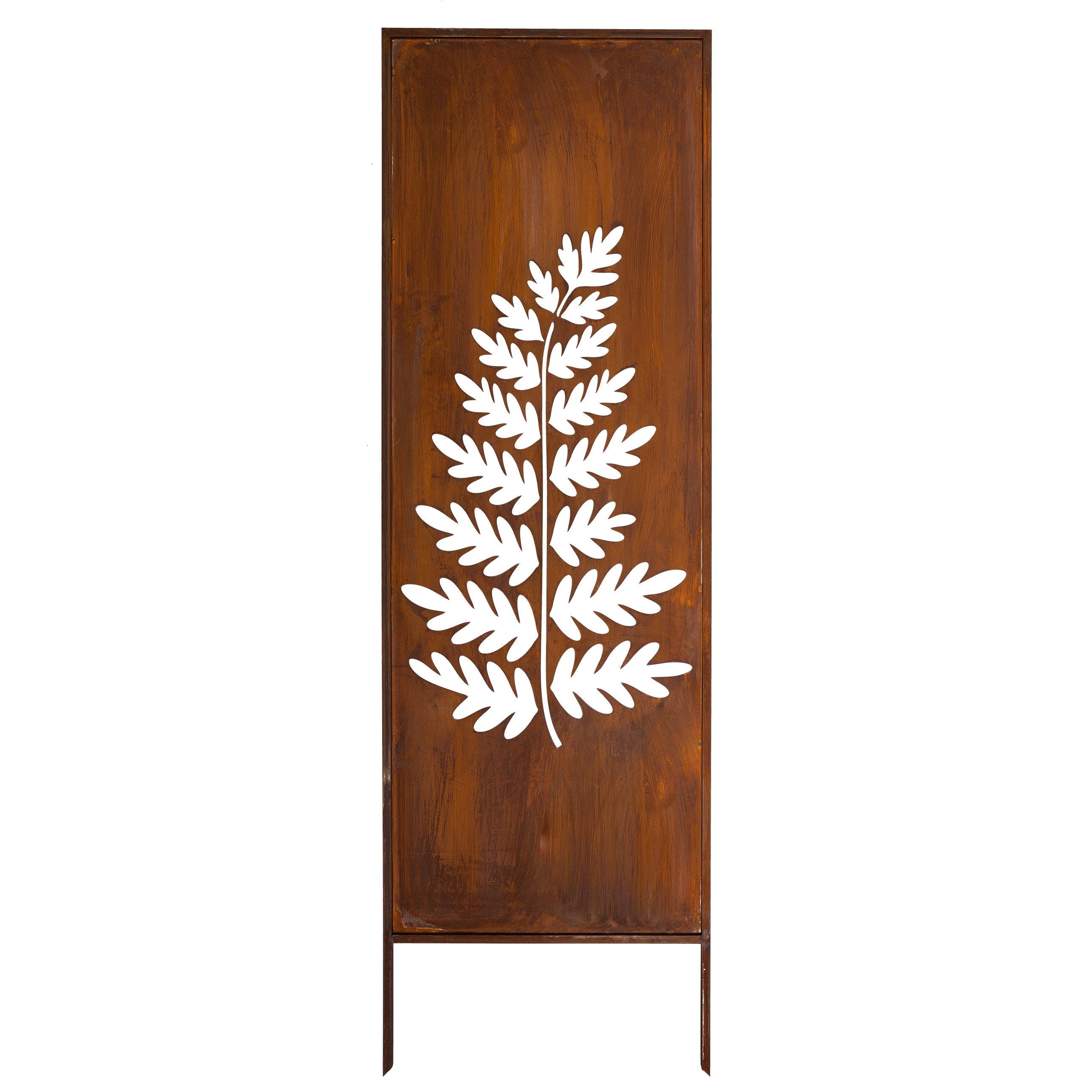 Panel ogrodowy Corten - Parawan z dużą paprocią 160 x 50 cm