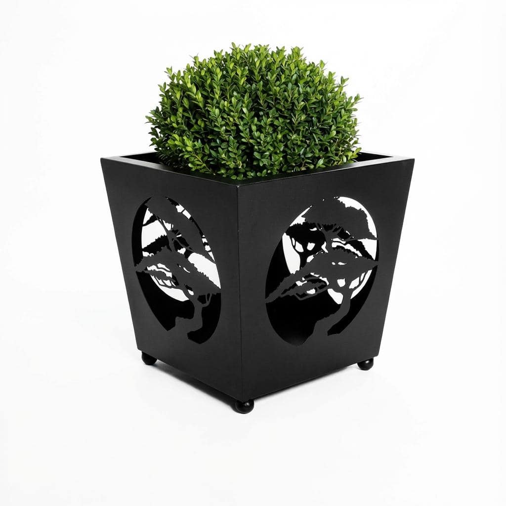 Duża Czarna Donica Bonsai w Stylu Rustykalnym - Elegancka Doniczka na Drzewko Bonsai - Kapaga