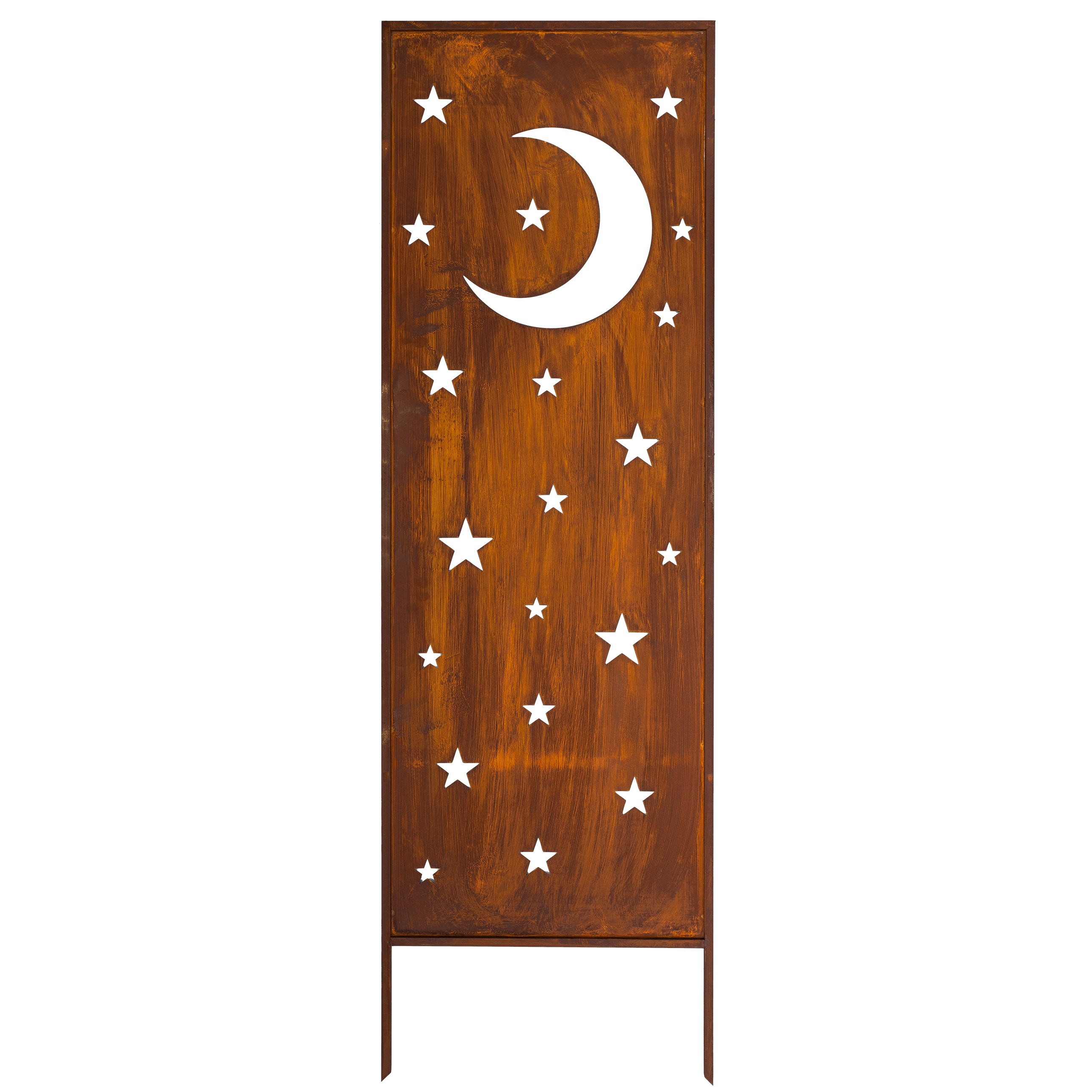 Panel ogrodowy Corten - Parawan z księżycem i gwiazdami 160 x 50 cm