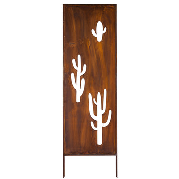 Panel ogrodowy Corten - Parawan z kaktusami - 160 x 50 cm