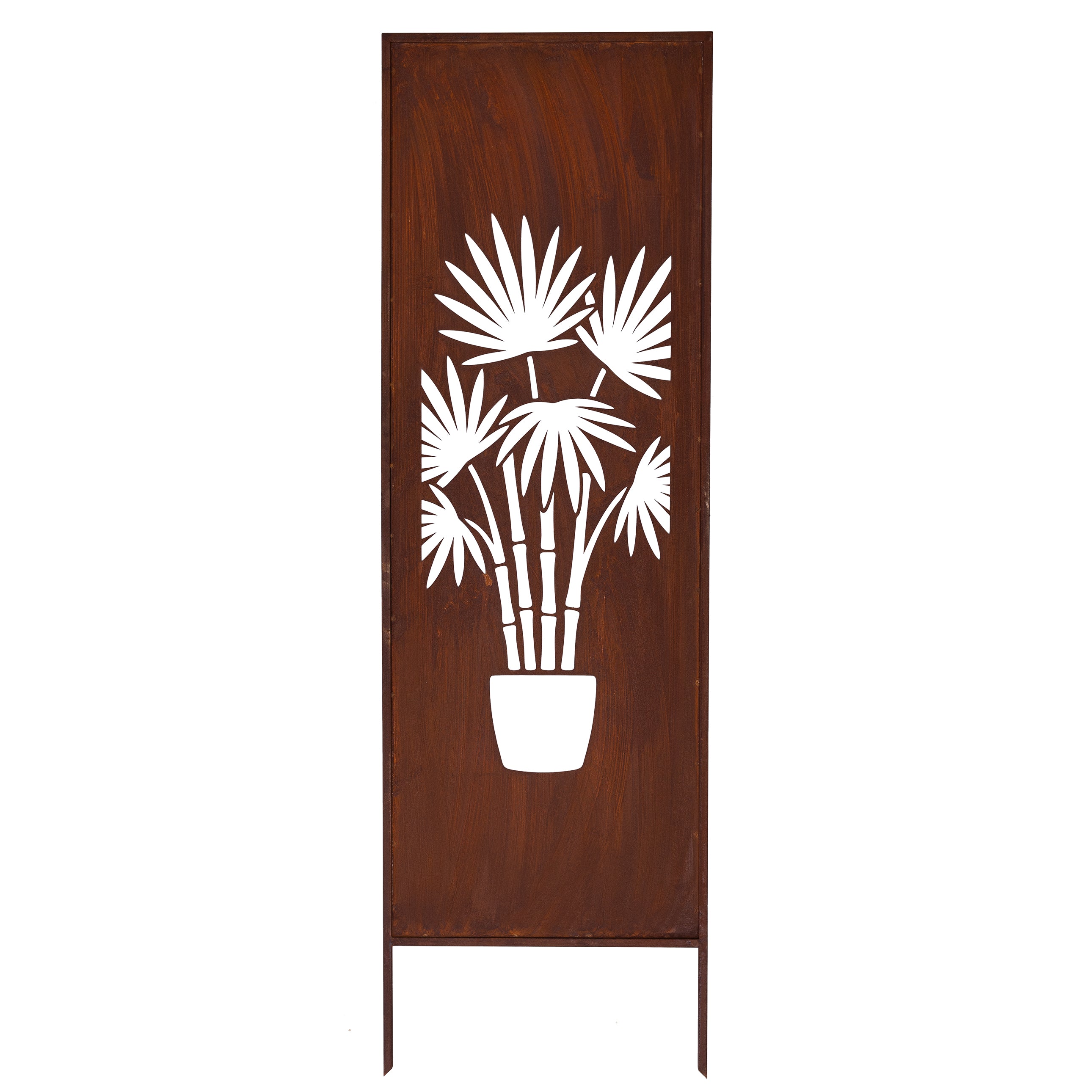 Panel ogrodowy Corten - Parawan z kwiatami w donicy  - 160 x 50 cm