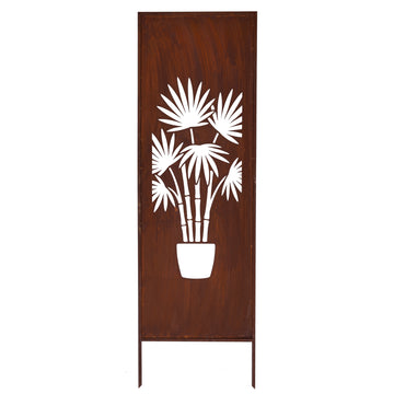 Panel ogrodowy Corten - Parawan z kwiatami w donicy  - 160 x 50 cm