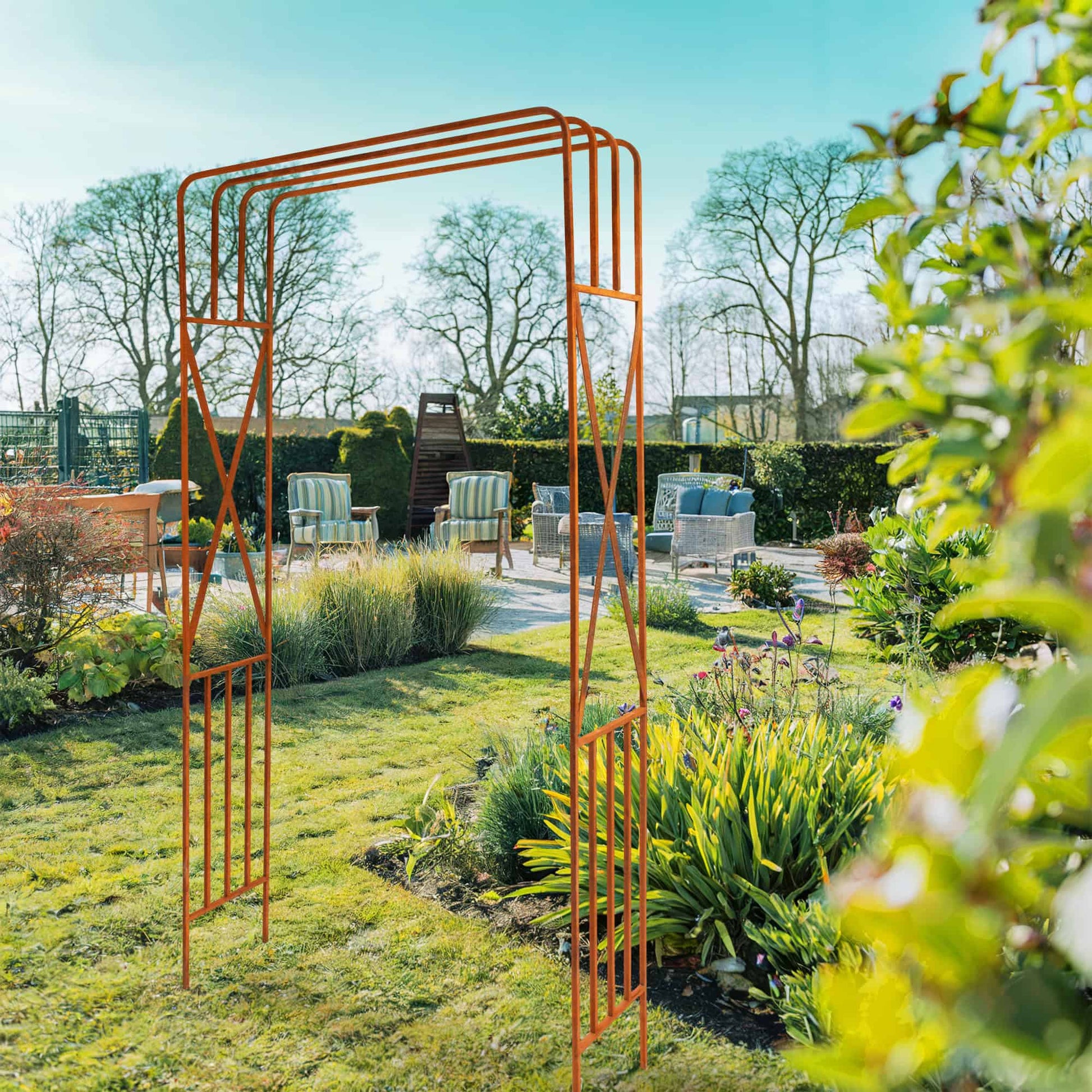 Pergola Ogrodowa - Metalowa, Naturalna Rdza, 220 cm do Róży, Bluszczu - zdjęcie 5 - Kapaga