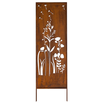 Panel ogrodowy Corten - Parawan z letnią łąką - 160 x 50 cm