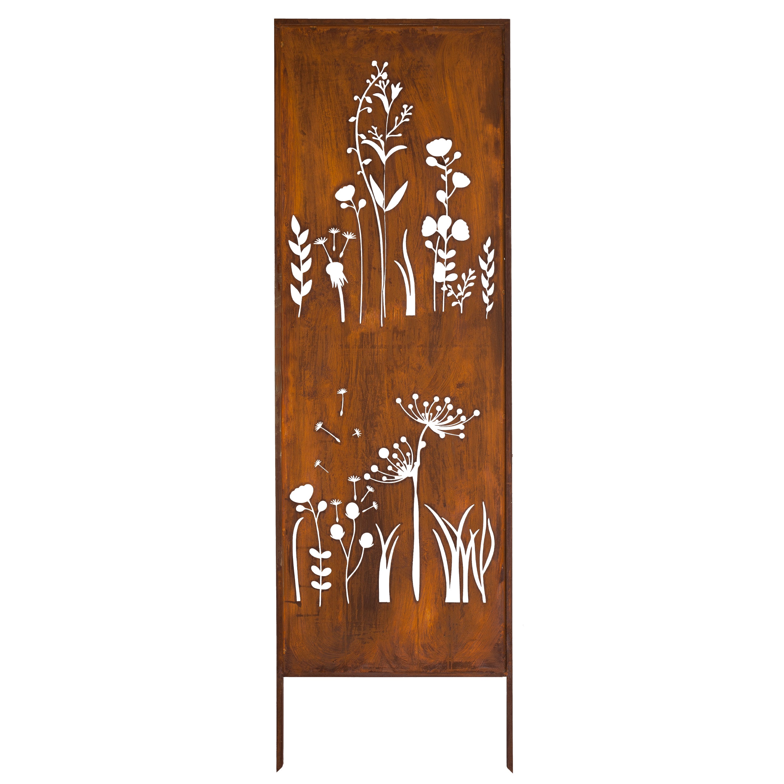 Panel ogrodowy Corten - Parawan z dziką łąką - 160 x 50 cm