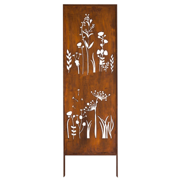Panel ogrodowy Corten - Parawan z dziką łąką - 160 x 50 cm