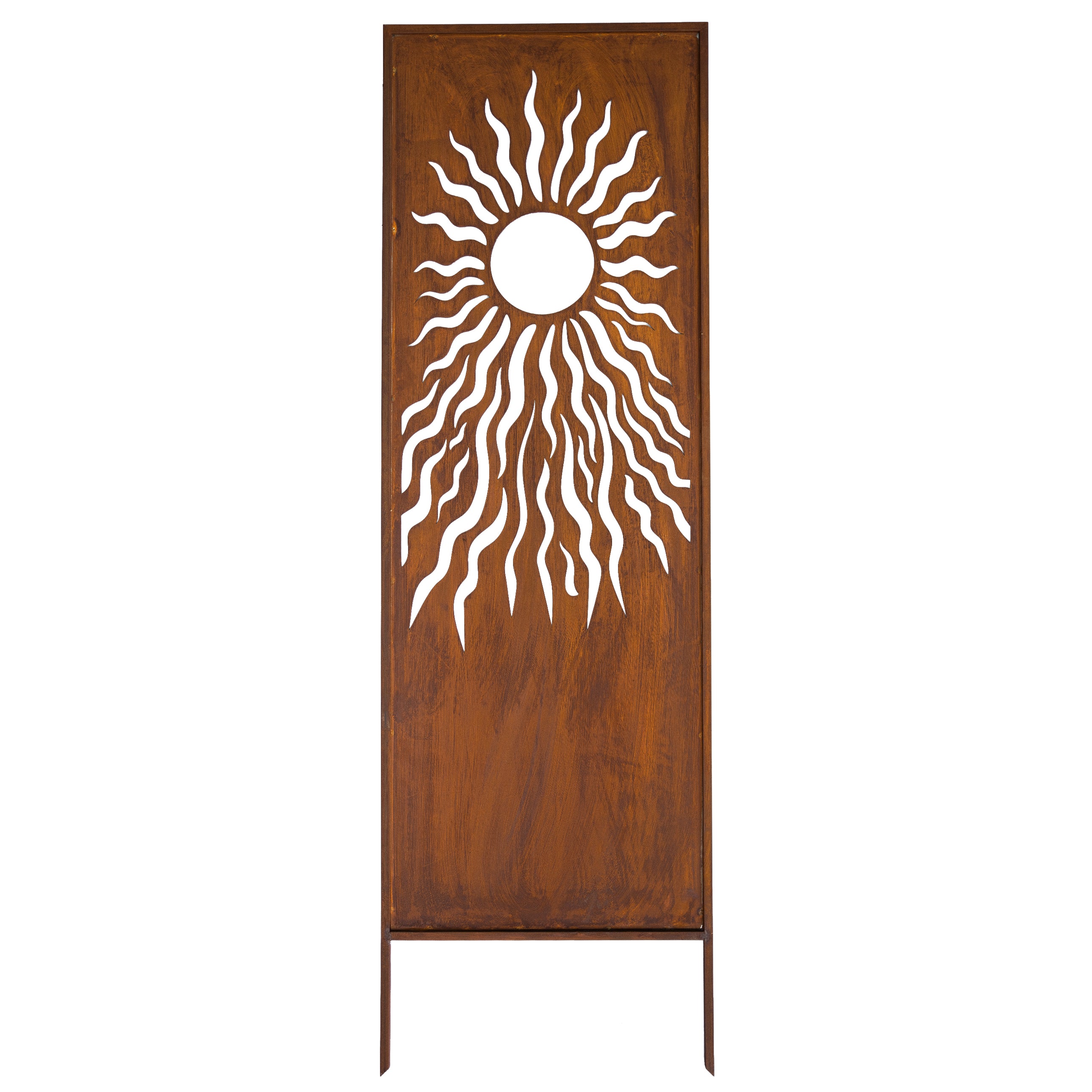 Panel ogrodowy Corten - Parawan z słońcem - 160 x 50 cm