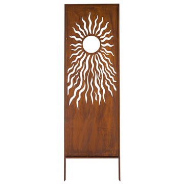 Panel ogrodowy Corten - Parawan z słońcem - 160 x 50 cm