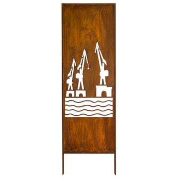 Panel ogrodowy Corten - Parawan ze stocznią 160 x 50 cm