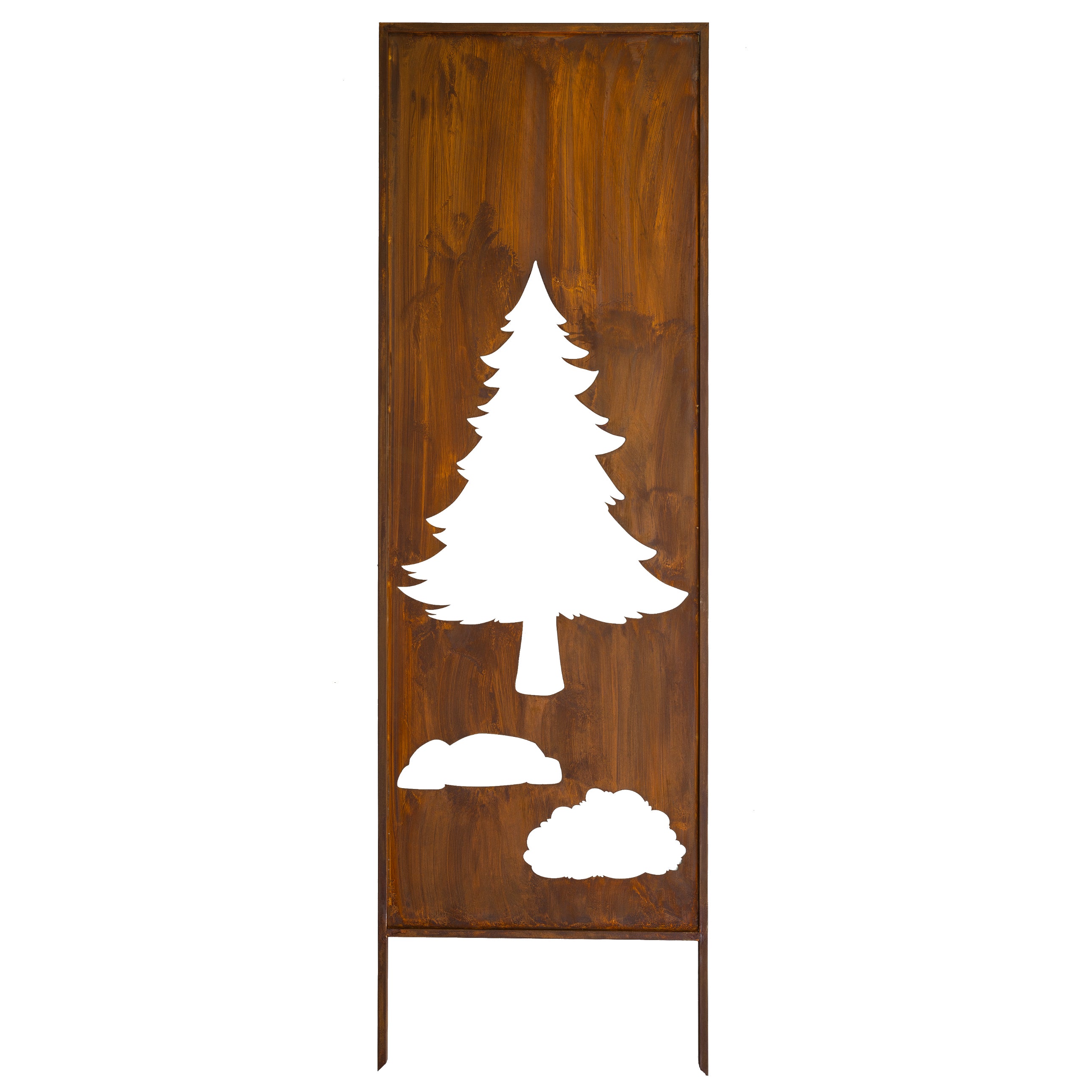 Panel ogrodowy Corten - Parawan z sosną - 160 x 50 cm