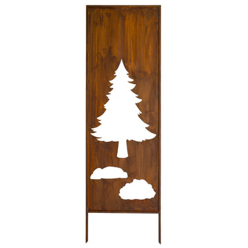 Panel ogrodowy Corten - Parawan z sosną - 160 x 50 cm