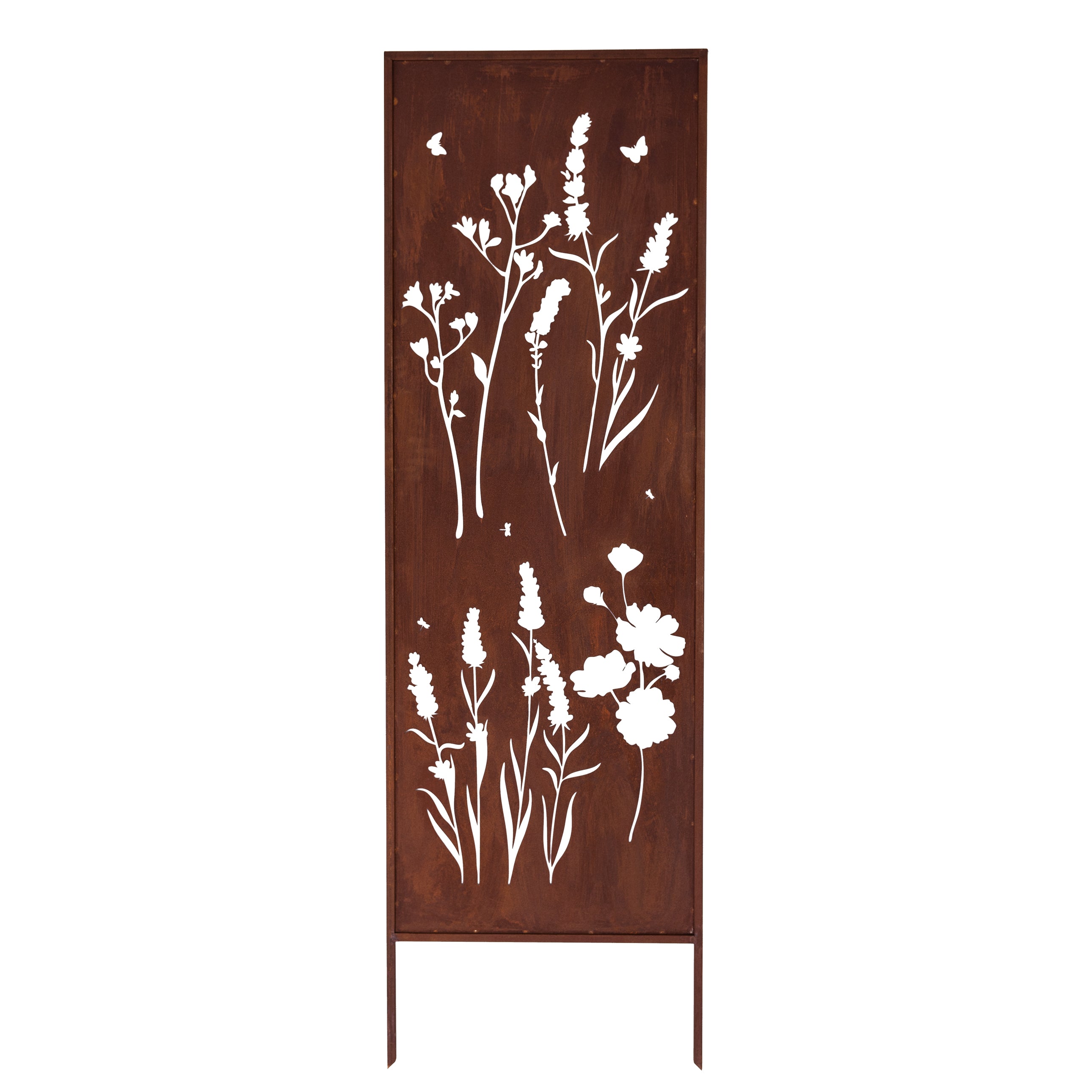 Panel ogrodowy Corten - Parawan z łąką kwietną - 160 x 50 cm