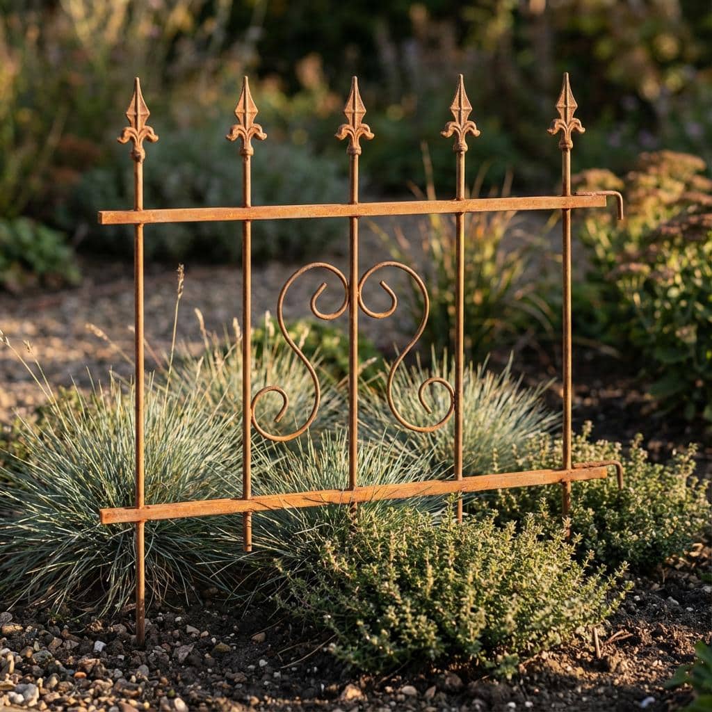 Rdzawy Płotek Dekoracyjny 66×75 cm - Nowoczesne Obrzeże Metalowe - Kapaga