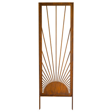 Panel ogrodowy Corten - Parawan ze wschodem słońca - 160 x 50 cm