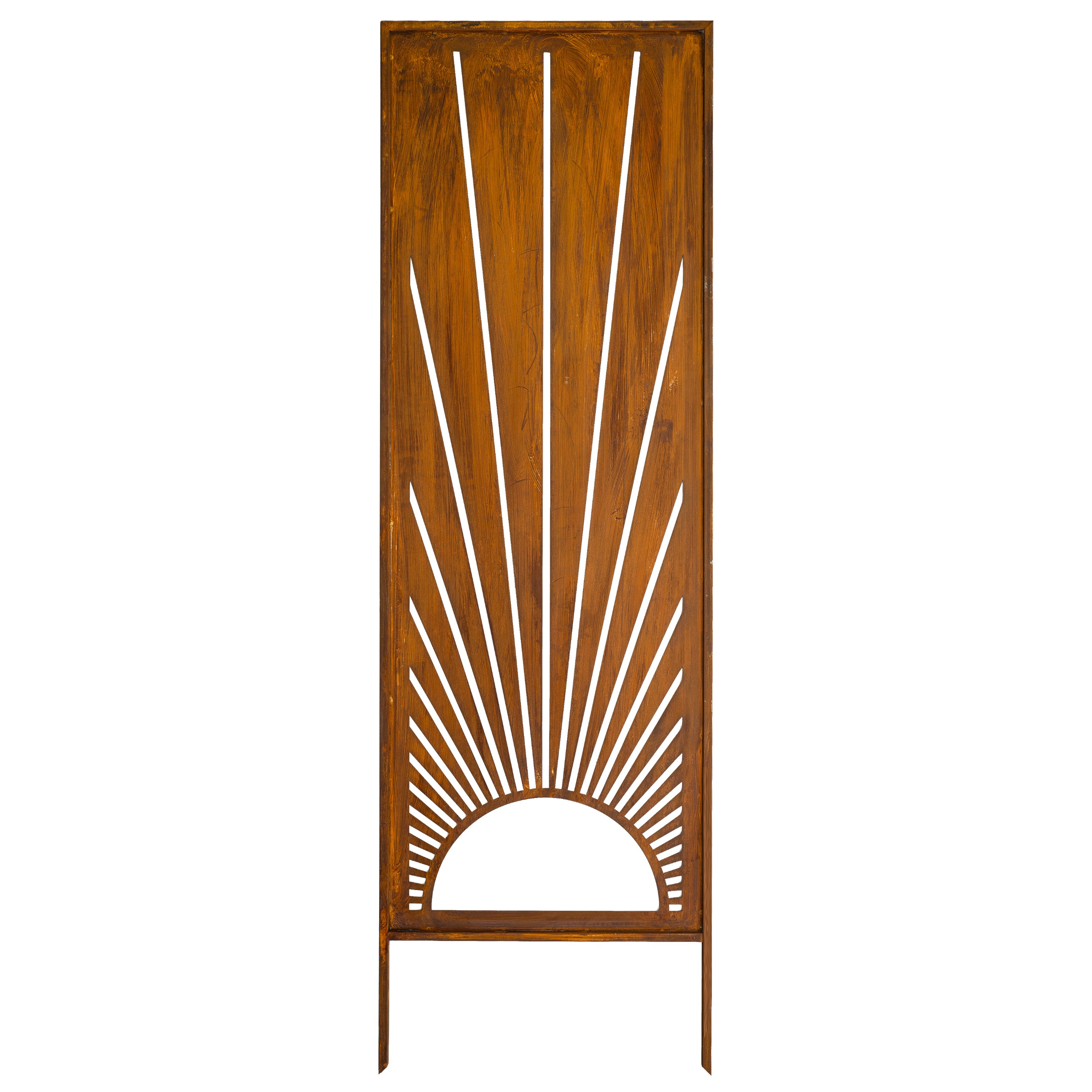 Panel ogrodowy Corten - Parawan ze promieniami słońca - 160 x 50 cm