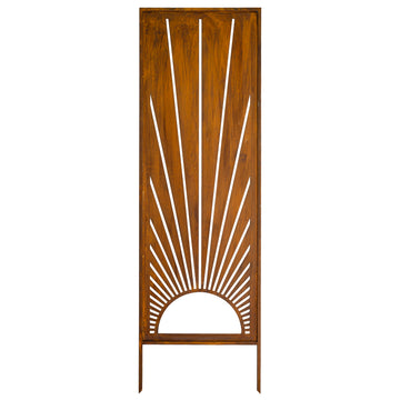 Panel ogrodowy Corten - Parawan ze promieniami słońca - 160 x 50 cm