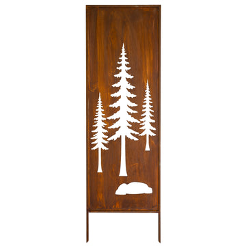 Panel ogrodowy Corten - Parawan z leśną polaną - 160 x 50 cm