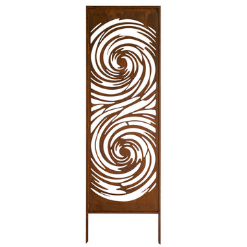 Panel ogrodowy Corten - Parawan z morskim wirem - 160 x 50 cm