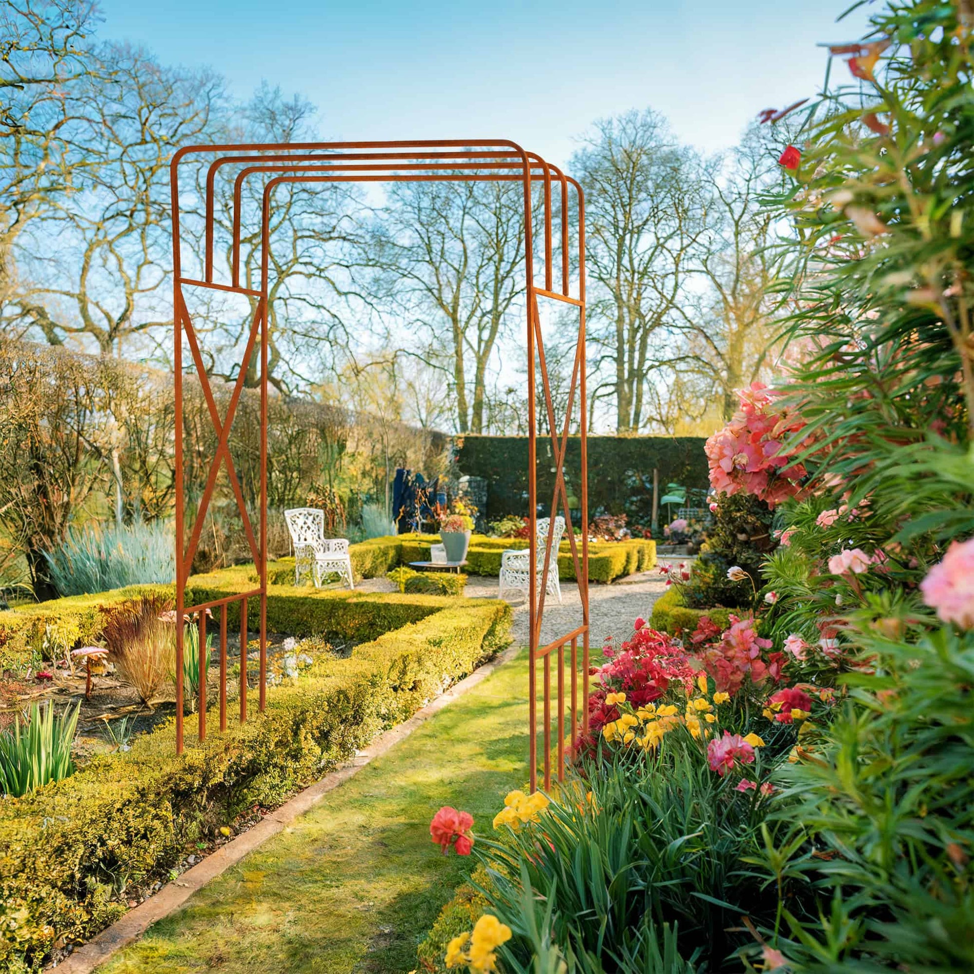 Pergola Ogrodowa - Metalowa, Naturalna Rdza, 220 cm do Róży, Bluszczu - zdjęcie 7 - Kapaga