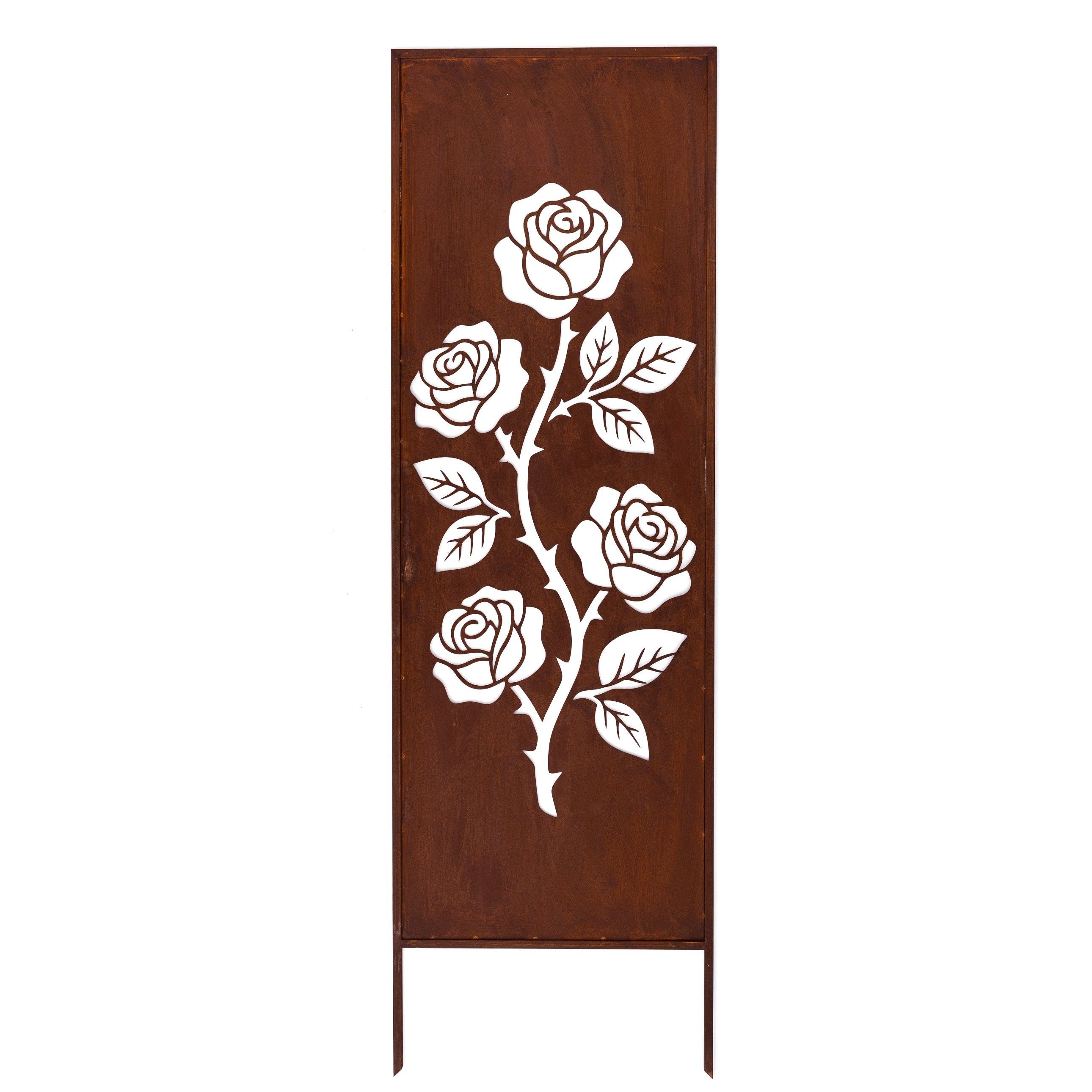 Panel ogrodowy Corten - Parawan z różą - 160 x 50 cm