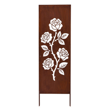 Panel ogrodowy Corten - Parawan z różą - 160 x 50 cm