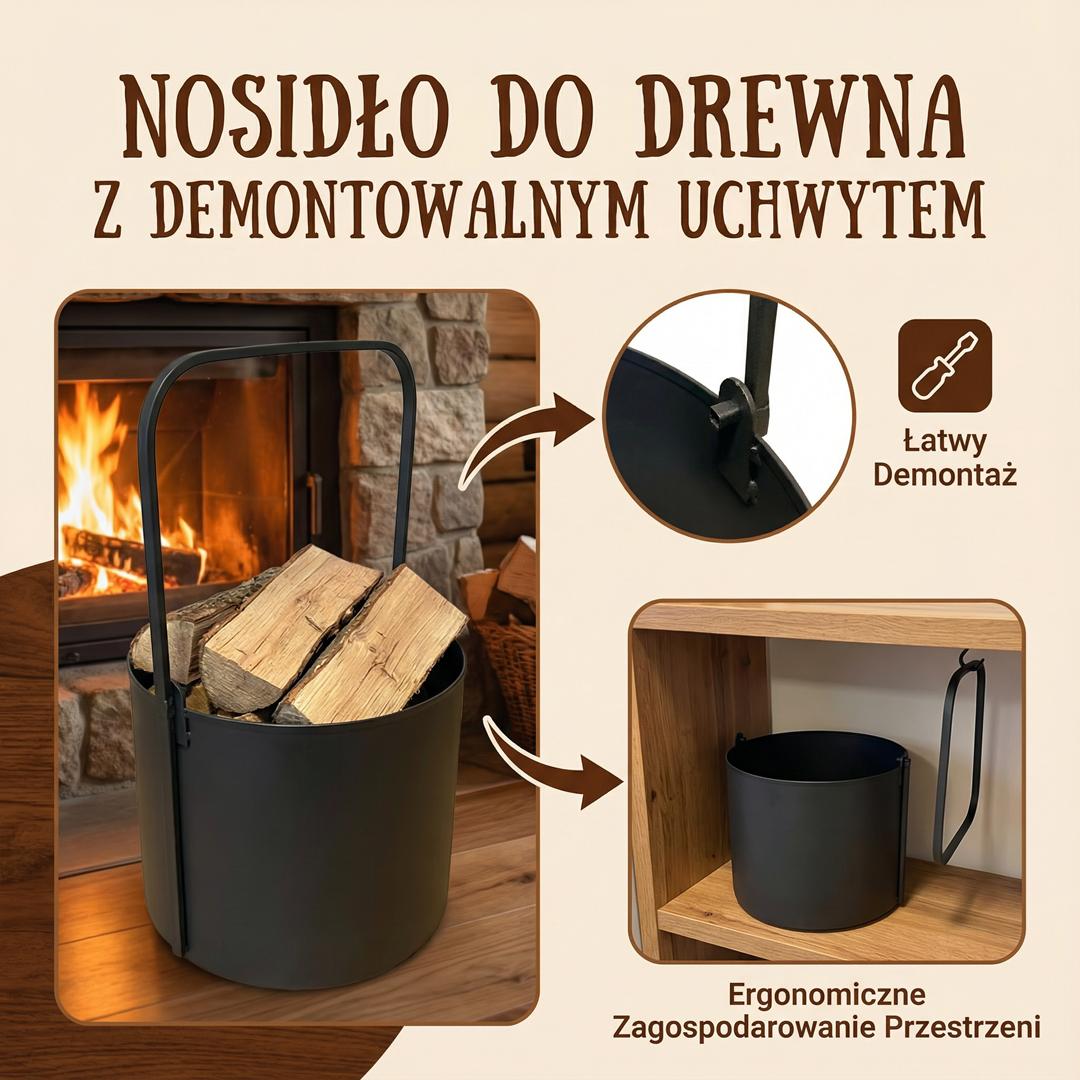Nosidło na Drewno 35 cm - Kominkowy Kosz/Stojak na Opał, Solidna Konstrukcja - zdjęcie 6 - Kapaga