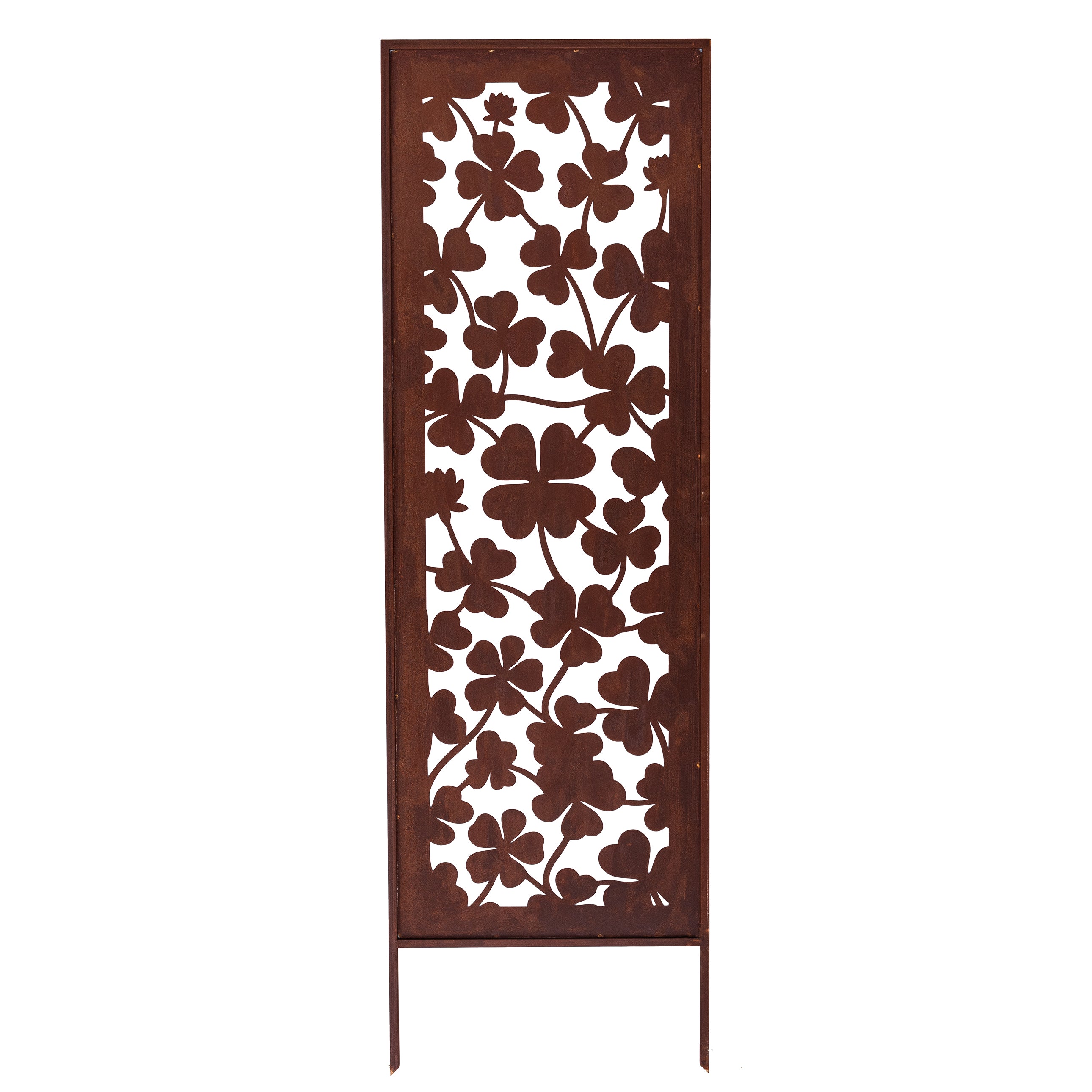 Panel ogrodowy Corten - Parawan z koniczyną (wersja z ramką) - 160 x 50 cm