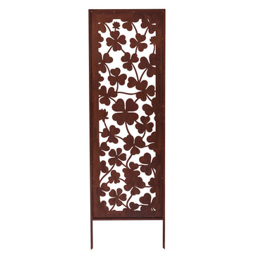 Panel ogrodowy Corten - Parawan z koniczyną (wersja z ramką) - 160 x 50 cm