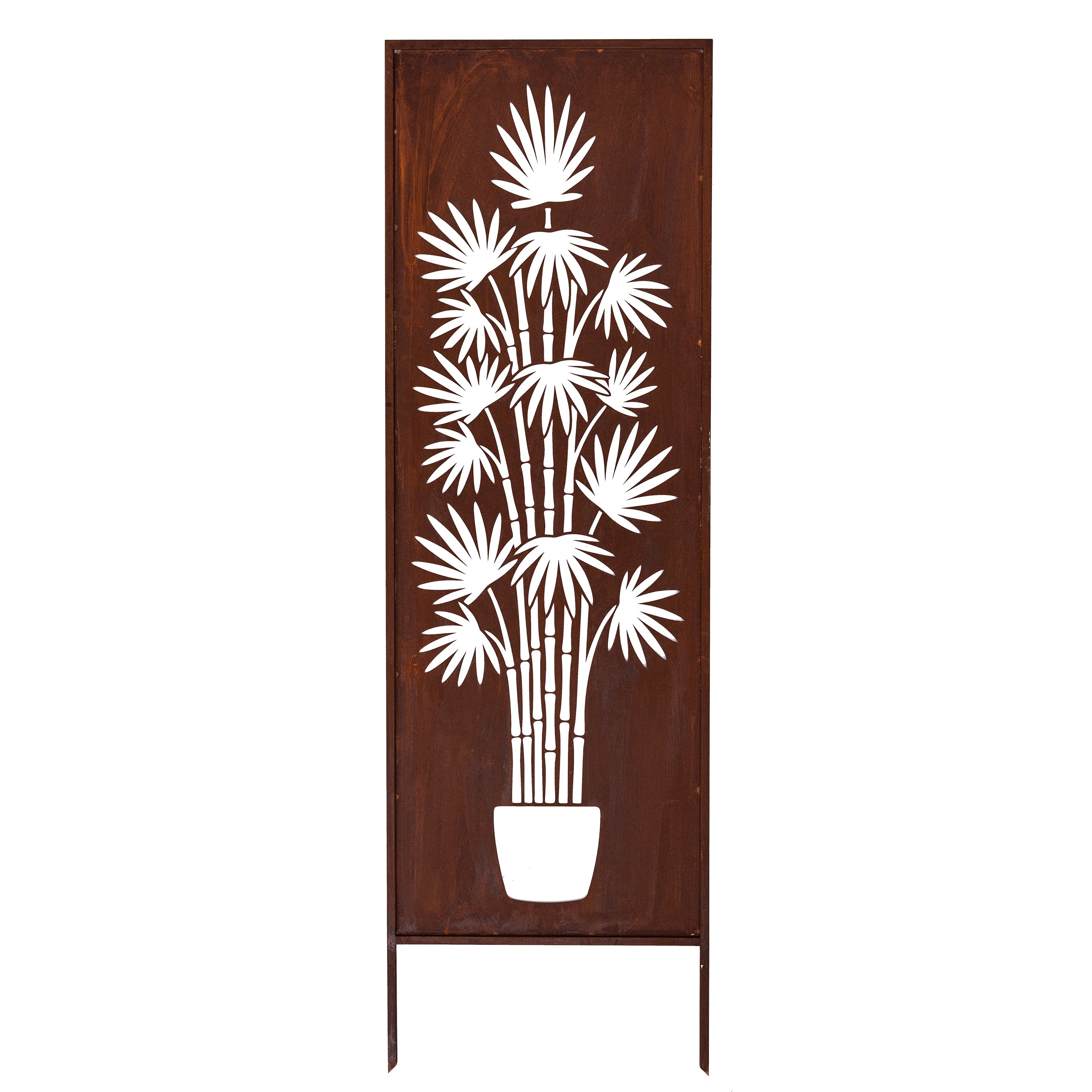 Panel ogrodowy Corten - Parawan z bambusem w donicy - (wersja wysoka) - 160 x 50 cm
