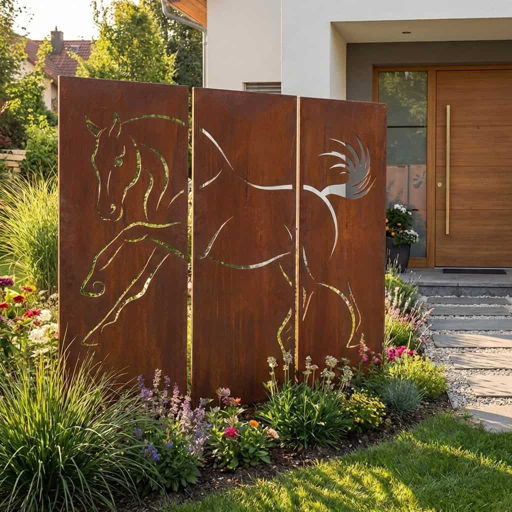 Komplet 3 paneli dekoracyjnych - Motyw konia (160 × 50 cm każdy) - zdjęcie 4 - Kapaga