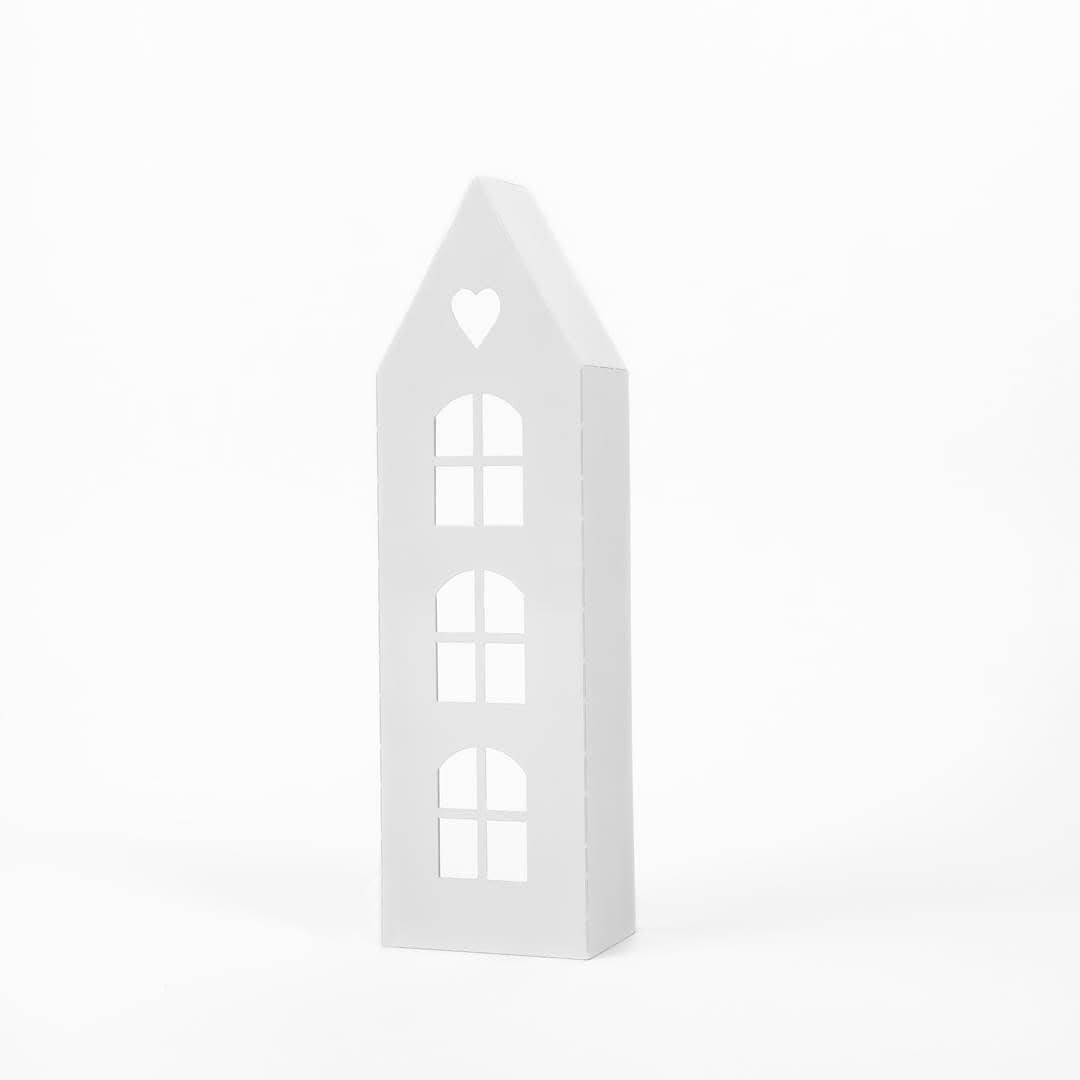 Bia��y Lampion w Kształcie Domku - LED Rustykalny Loftowy Świecznik - zdjęcie 7 - Kapaga