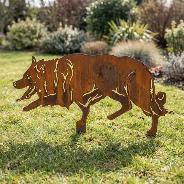 Sylwetka psa z naturalnej rdzy - Border Collie - Pies figurka ozdobna - Różne wzory