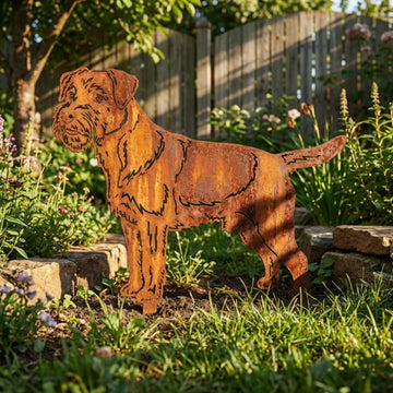 Sylwetka psa z naturalnej rdzy - Border Terrier - Pies figurka ozdobna - Różne wzory