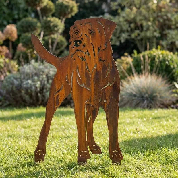 Sylwetka psa z naturalnej rdzy - Border Terrier - Pies figurka ozdobna - Różne wzory