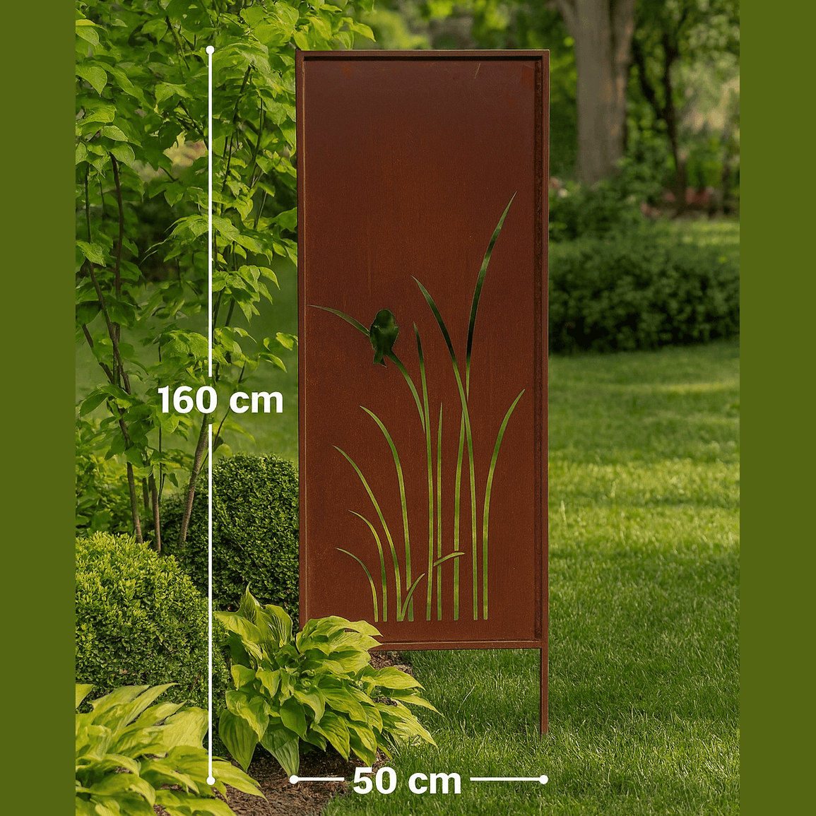 Prostokątny Panel Ogrodowy z Ptakiem i Trawą Pampasową - zdjęcie 3 - Kapaga