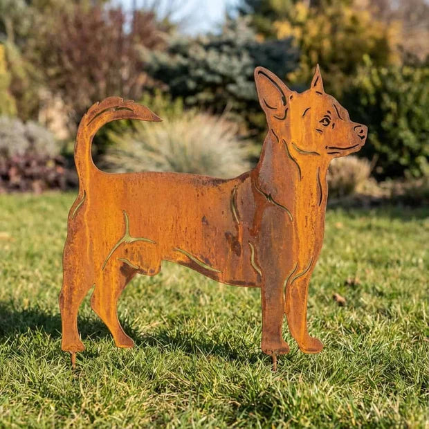 Sylwetka psa z naturalnej rdzy - Chihuahua - Pies figurka ozdobna - Różne wzory