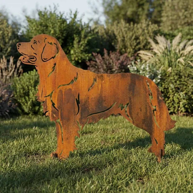 Sylwetka psa z naturalnej rdzy - Golden Retriever - Pies figurka ozdobna - Różne wzory