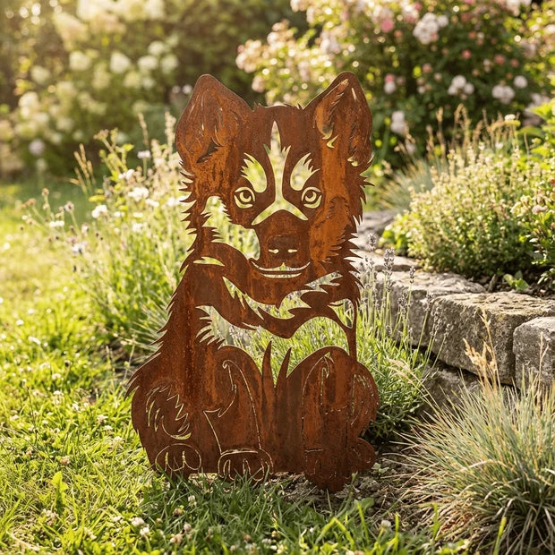 Sylwetka psa z naturalnej rdzy - Husky - Pies figurka ozdobna - Różne wzory