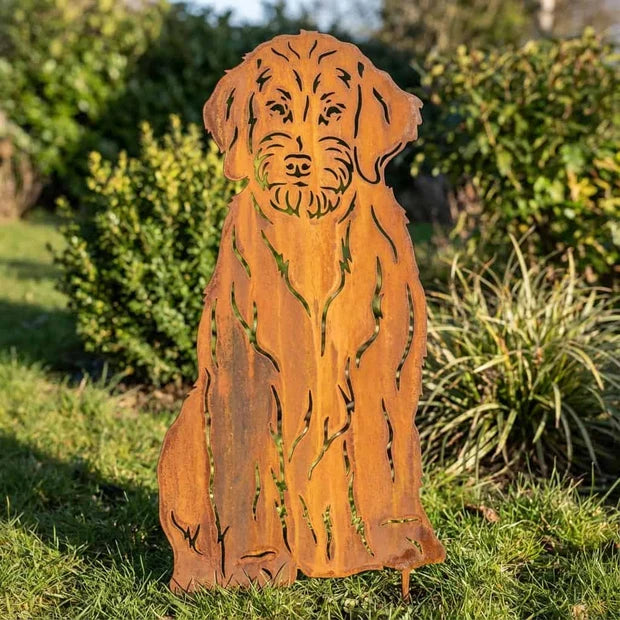 Sylwetka psa z naturalnej rdzy - Labradoodle - Pies figurka ozdobna - Różne wzory