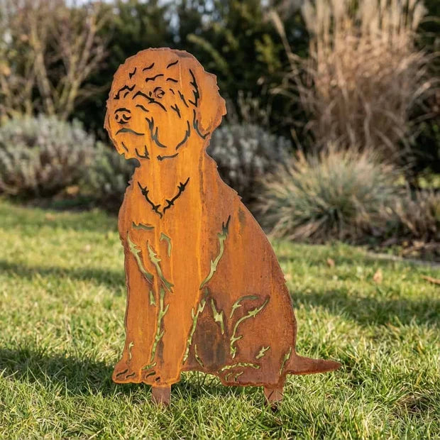 Sylwetka psa z naturalnej rdzy - Lagotto romagnolo - Pies figurka ozdobna - Różne wzory