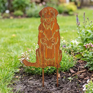 Sylwetka psa z naturalnej rdzy - Leonberger - Pies figurka ozdobna - Różne wzory