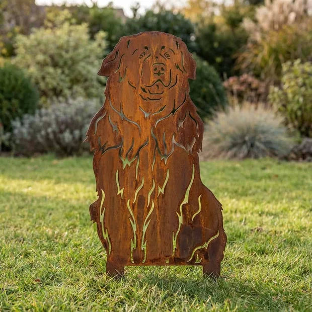 Sylwetka psa z naturalnej rdzy - Leonberger - Pies figurka ozdobna - Różne wzory