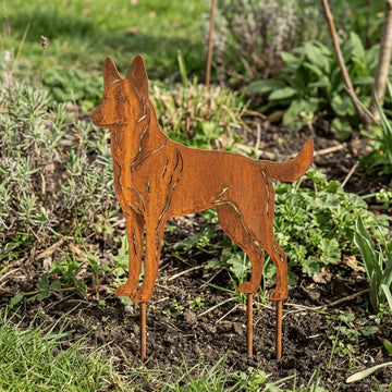 Sylwetka psa z naturalnej rdzy - Malinois - Pies figurka ozdobna - Różne wzory
