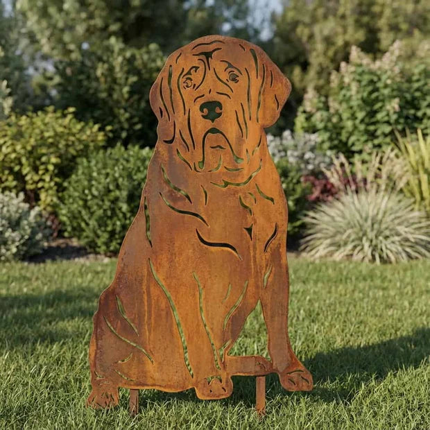 Sylwetka psa z naturalnej rdzy - Mastiff - Pies figurka ozdobna - Różne wzory